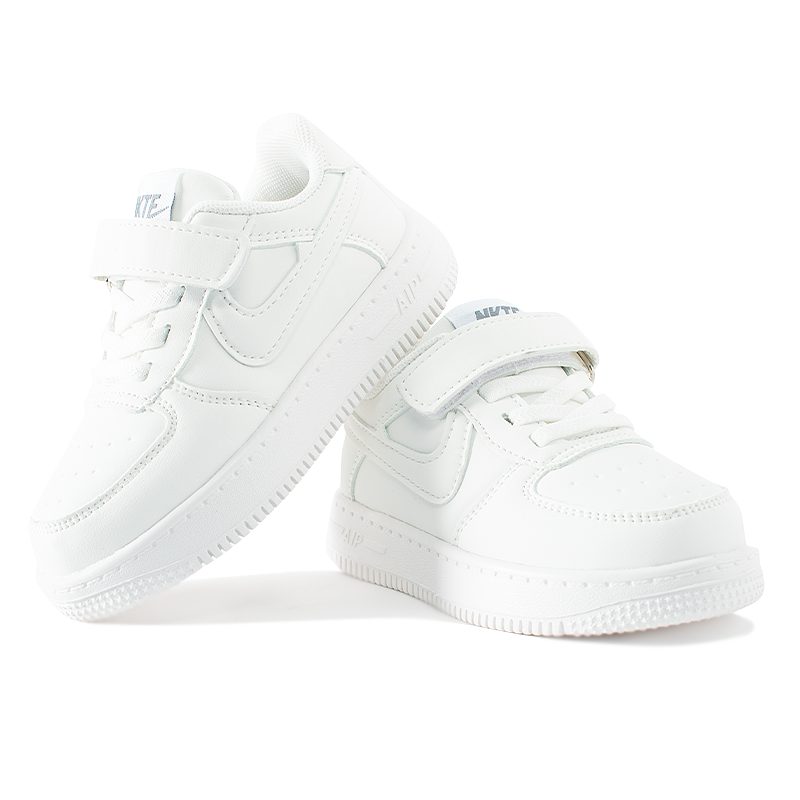 Kids Unisex Velcro Closure Pure White Sneakers