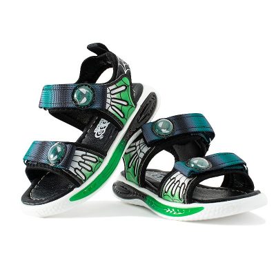 Baby Boy/Girl Spiderman Print Velcro Closure LED Sandals - Green