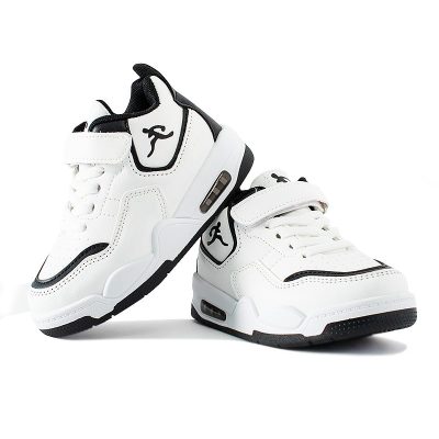 Kids Colorblock Mid Ankle Velcro Closure Sneakers - White