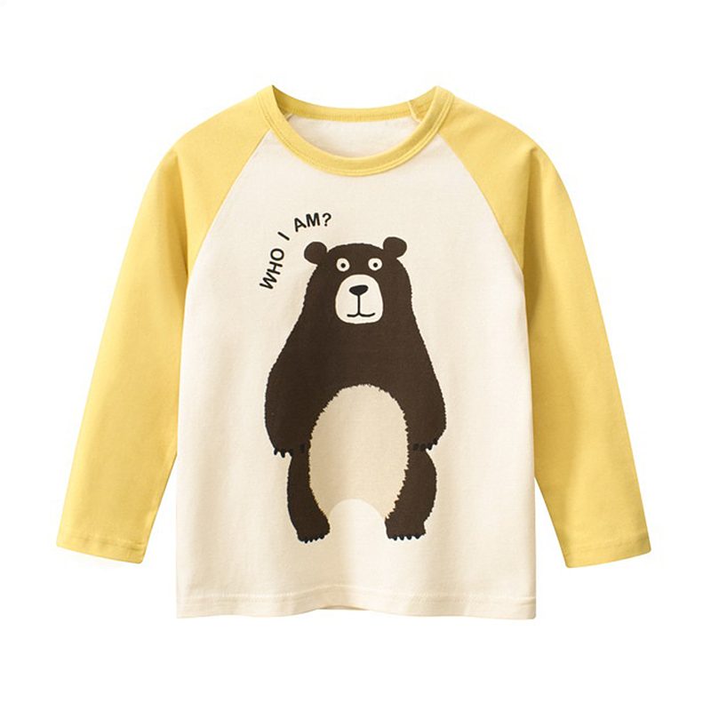 Kid Boys Bear Print Colorblock Long Sleeve Tee - Yellow