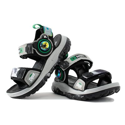 Kids Teddy Print Velcro Closure Summer Sandals - Green