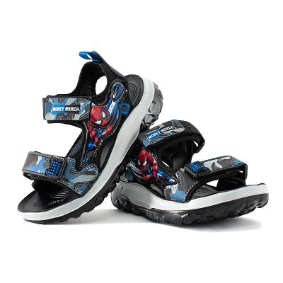 Kids Spiderman Print Velcro Closure Summer Sandals - Blue