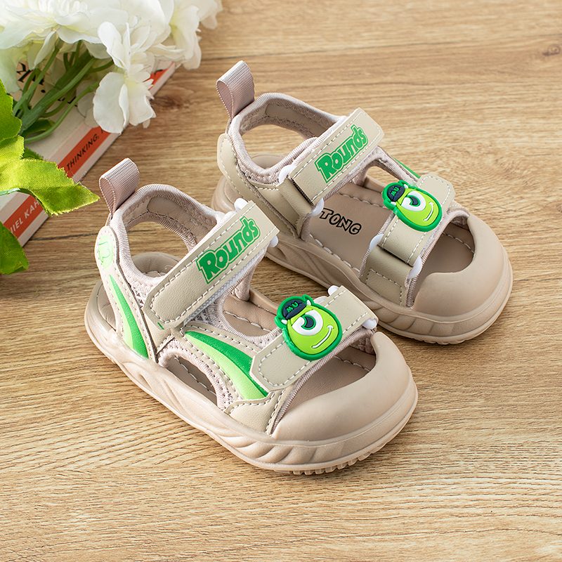 Baby Boy/Girl Monsters Print Close Toe Summer Sandals - Khaki