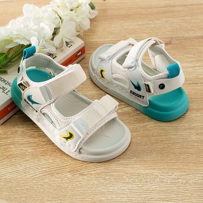 Kids Colorblock Light Weight Open Toe Mesh Summer Sandals - White/Blue
